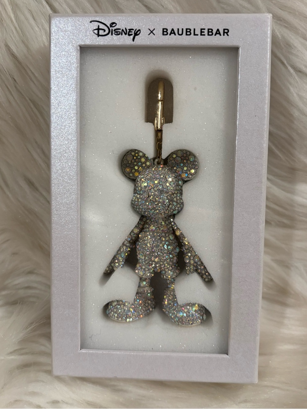 Disney X Baublebar Mickey Mouse Bag Charm White Crystal 3"